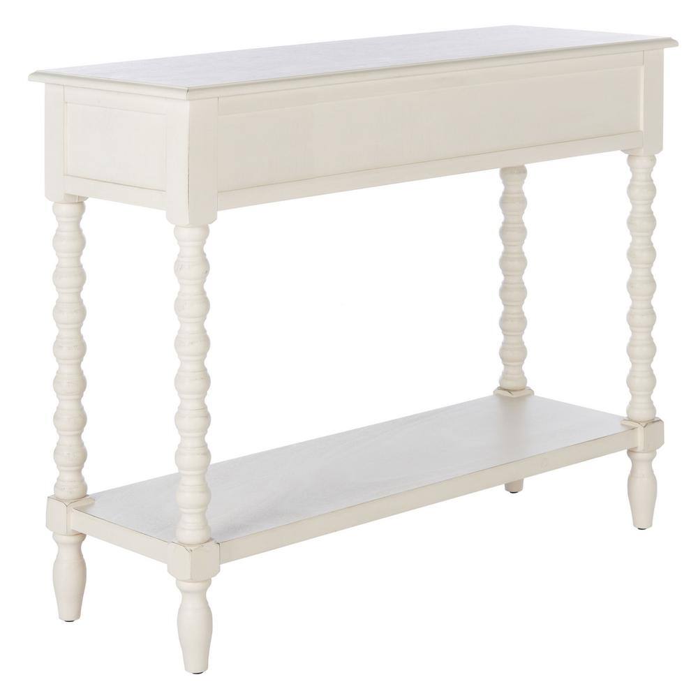 Athena Distressed White Wood 2-Drawer Hallway Table