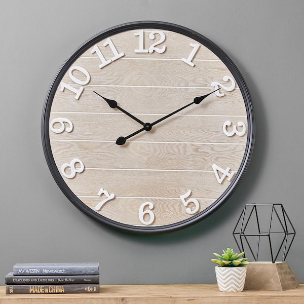 D Farmhouse Metal Wooden Wall Clock, Wooden Wall Clocks Uk