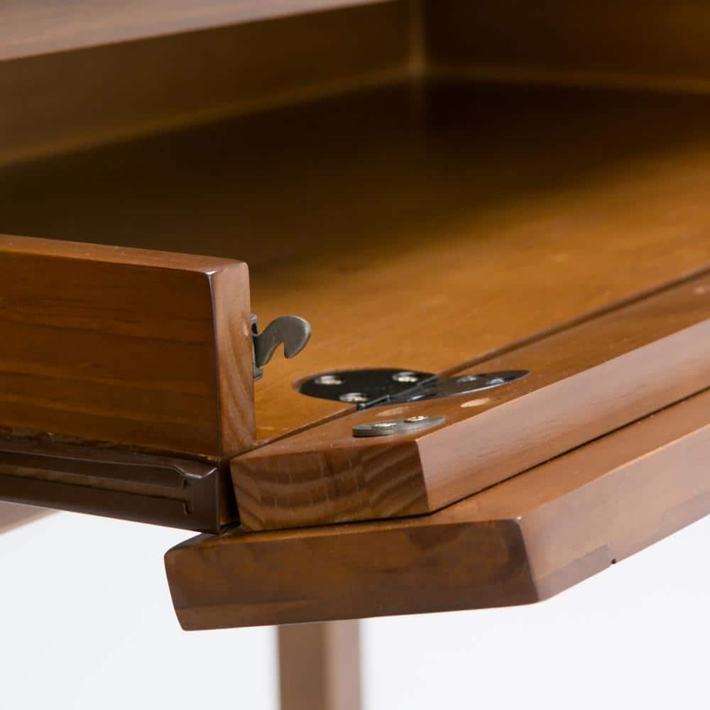 Light Golden Brown Wood Writing Desk with Drawer and Keyboard Tray
