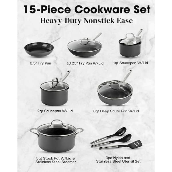 Gotham Steel 15-Piece Aluminum Ceramic Coating Nonstick Cookware and  Bakeware Set in Aqua Blue 2317 - The Home Depot