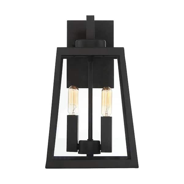 SATCO Halifax Matte Black Outdoor Hardwired Wall Lantern Sconce with No Bulbs Included