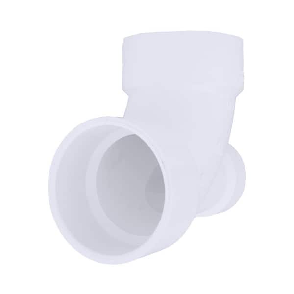 Charlotte Pipe 3 in. x 3 in. x 2 in. PVC DWV 90-Degree Hub x Hub Elbow with Lowheel Inlet