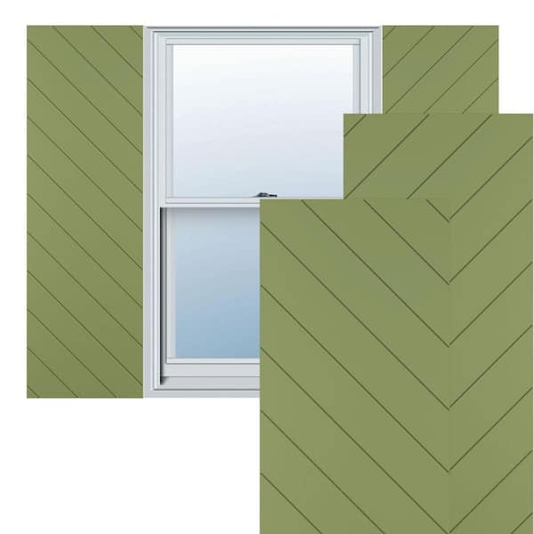 Ekena Millwork 18-in W x 74-in H True Fit PVC Diagonal Slat Modern Style Fixed Mount Shutters, Moss Green