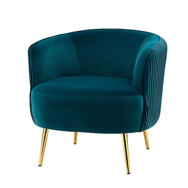 JAYDEN CREATION Sarpedon Teal Barrel Chair with Metal Legs