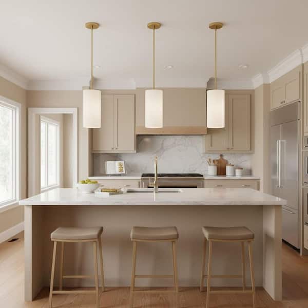 Lane 1-Light Lacquered Brass Tubed Pendant Light
