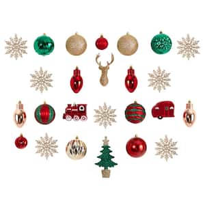 Holiday Deluxe 3.5 in. Multicolor Shatterproof Assorted Ornaments (25-Pack)