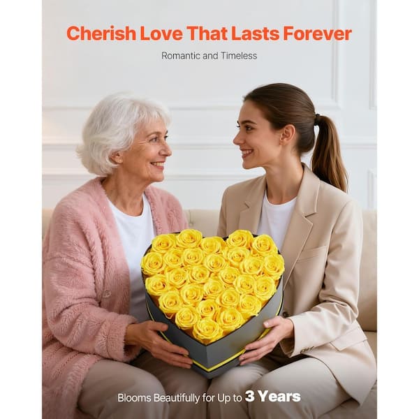 Bunpeony Forever Flowers 27 Preserved Roses Heart Box 9.17 x 8.78