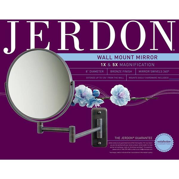 Jerdon 5X 12 in. L x10 in. W Wall Mount Makeup Mirror in Bronze JP7506BZ The Home Depot