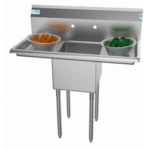 38 in. Freestanding Stainless Steel 1 Compartment Commercial Sink with Drainboard