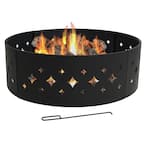 Sunnydaze Decor 36 in. Round Heavy-Duty Steel Diamond Wood Burning