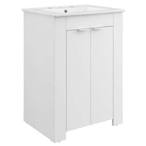 Maybelle 24.5 in. W x 18.5 in. D White Bathroom Vanity with White Ceramic Top