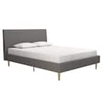 Mr. Kate Daphne Dark Gray Linen Upholstered Queen Bed with Headboard ...