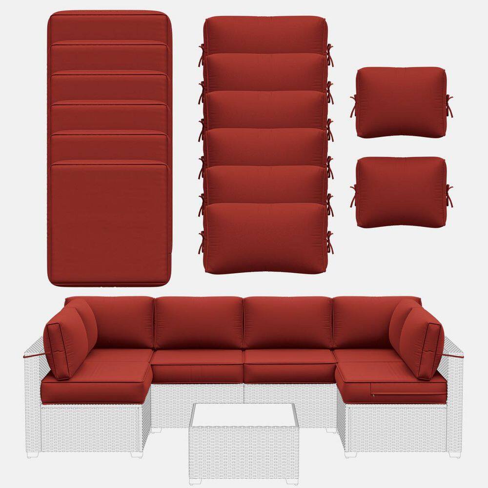 14-Piece 5 in. Outdoor Patio Cushions Water-Resistant Replacement Cushions for 6-Seat Rattan Sectional Sofa Terra Red price history on PriceWatchPro