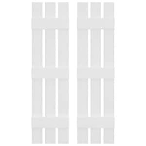 12 in. W x 59 in. H Vinyl Exterior Spaced Board and Batten Shutters Pair in White