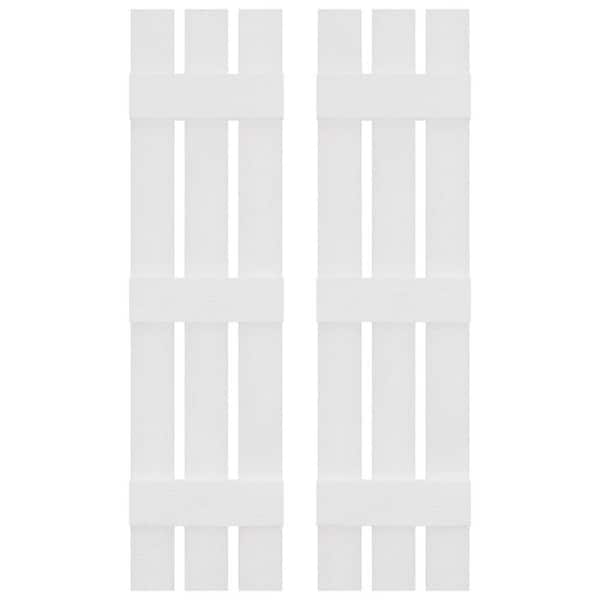 Builders Edge 12 in. W x 80 in. H Vinyl Exterior Spaced Board and Batten Shutters Pair in White