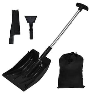 3-in-1 23 in. Aluminum Handle Plastic Snow Shovel with Ice Scraper and Snow Brush