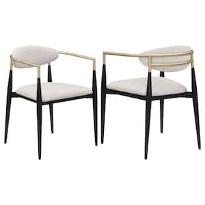 Alexis Beige Fabric Upholstered Dining Arm Chair Set of 2