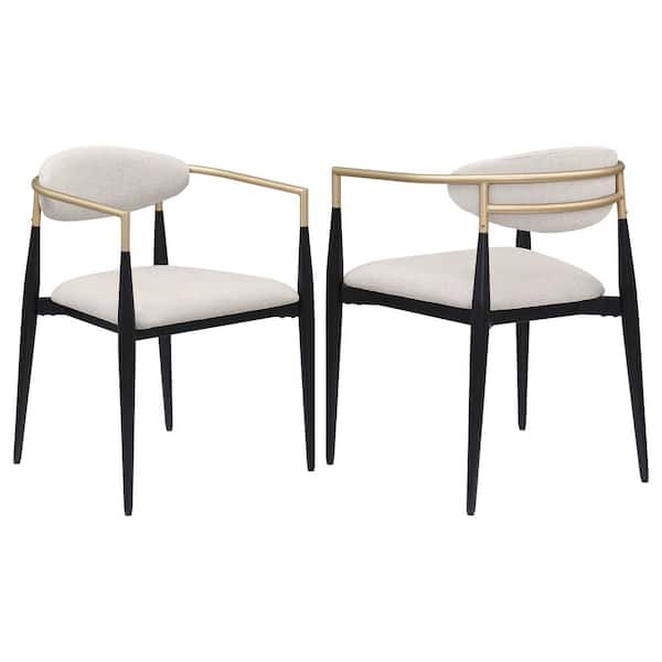 Coaster Alexis Beige Fabric Upholstered Dining Arm Chair Set of 2