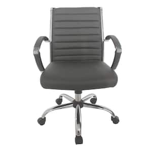 Kiddle Gray Faux Leather Seat Short Office Chair with Non-Adjustable Arm