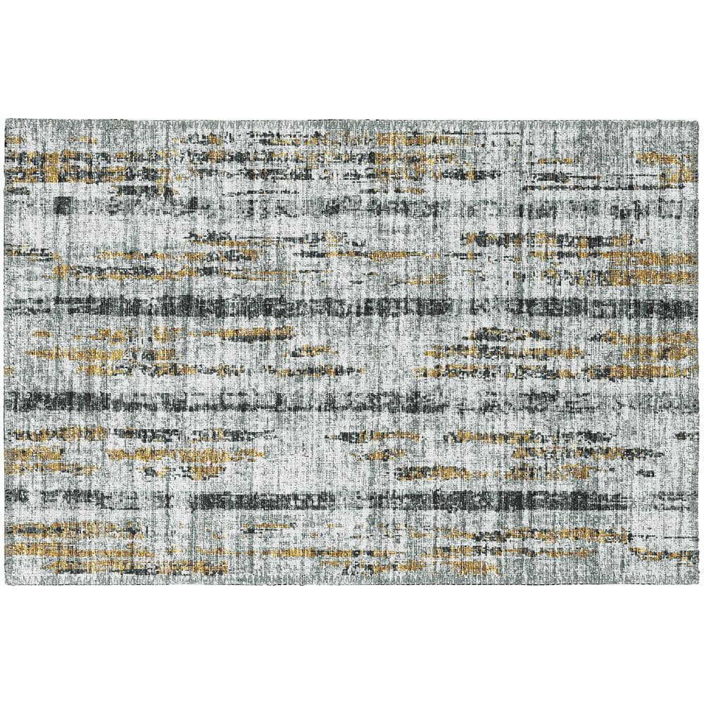Rylee Grey 1 ft. 8 in. x 2 ft. 6 in. Geometric Indoor/Outdoor Area Rug