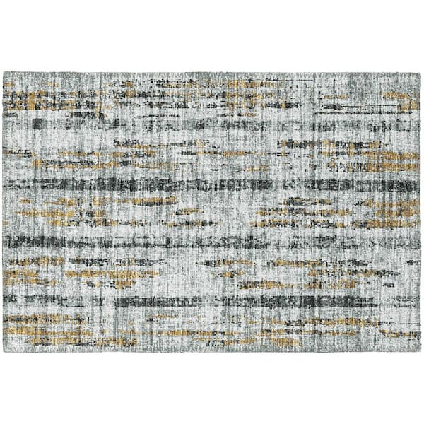 Addison Rugs Rylee Grey 1 ft. 8 in. x 2 ft. 6 in. Geometric Indoor/Outdoor Area Rug