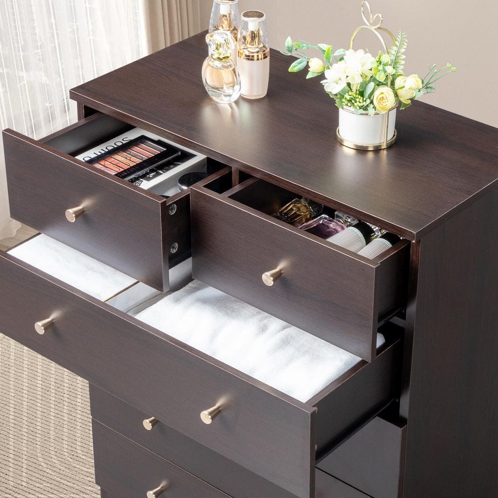 Brown 7-Drawer 25. 98 in. Wide Chest of Drawers - thumbnail 3