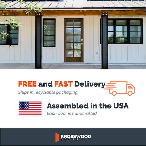 50 in. x 80 in. French LH Full Lite Clear Glass Grey Stain Hemlock Wood Prehung Front Door with RSL