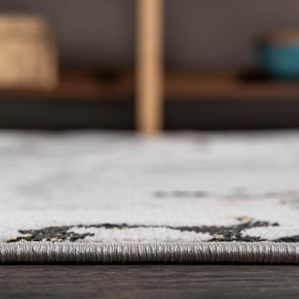 Abstract Swirl Marbled Gray Synthetic 5'x8' Area Rug