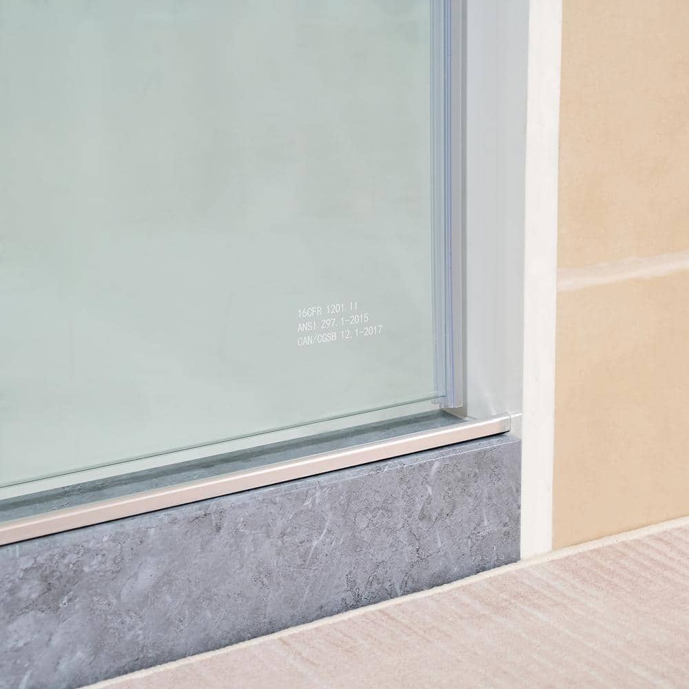 76 in. x 60 in. Frameless Sliding Shower Door with Clear Tempered Glass