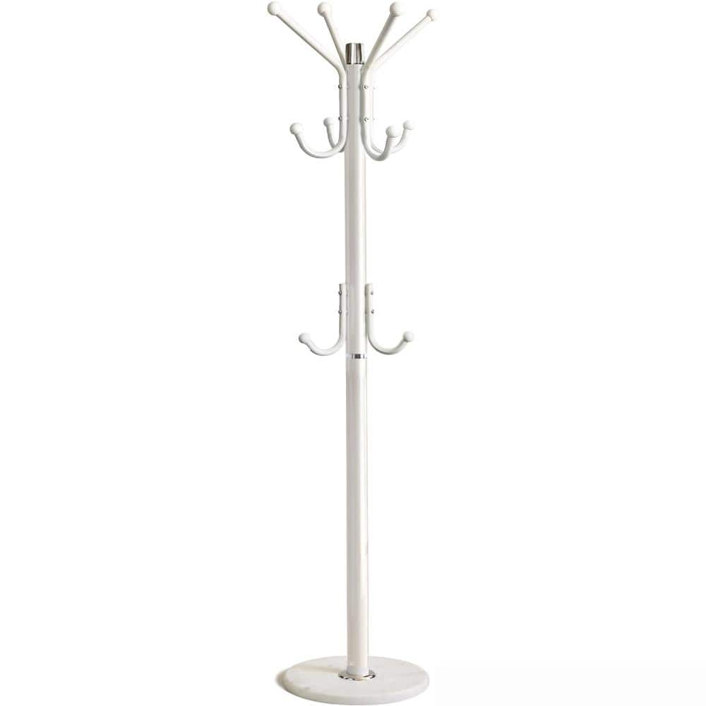 White 69.5 in. Modern Coat Rack Freestanding with Natural Marble Base and Sturdy Metal Frame, 11 Hooks Hall Tree price history on PriceWatchPro