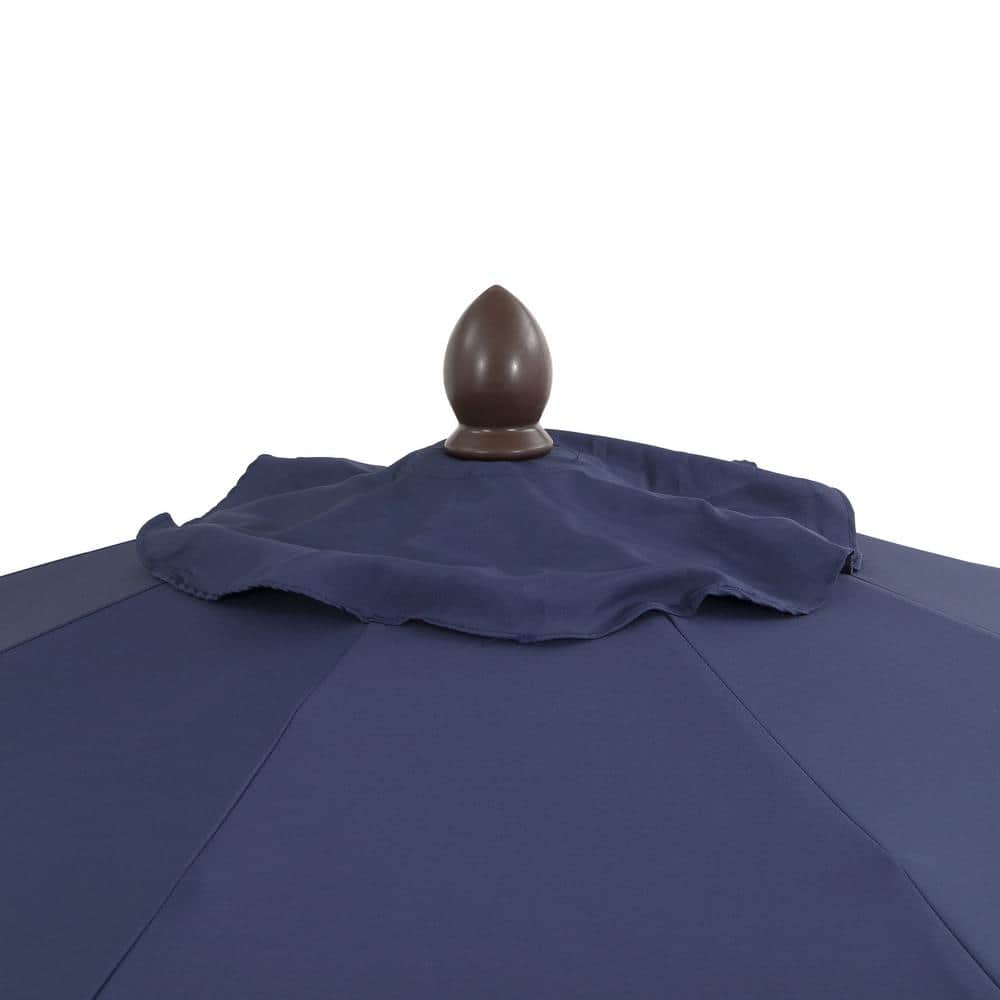 Tracy 9 ft. Navy Blue Scalloped Fringe Market Patio Umbrella