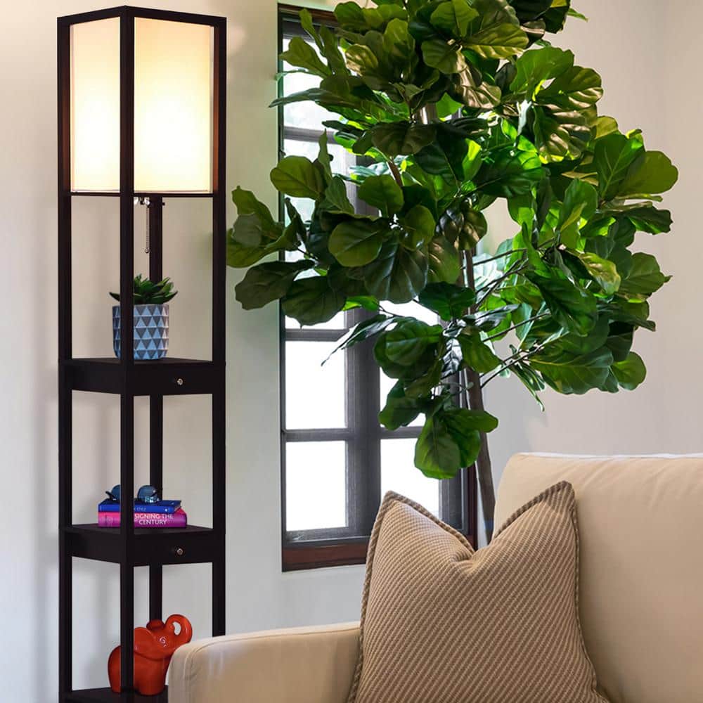 Maxwell Smart Shelf Floor Lamp with LED and Voice Assistant - Black