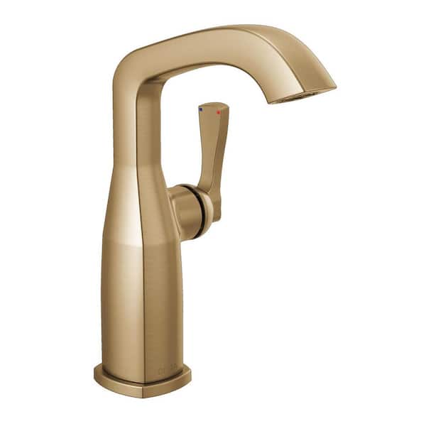 Delta Stryke Gold Mid-Height Single Handle Single Hole Bathroom Faucet in Lumicoat Champagne Bronze