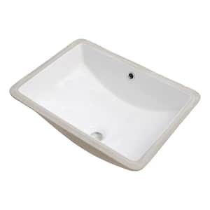 20 in. Countermount Rectangular Vanity Bathroom Sink with Overflow Ceramic in White