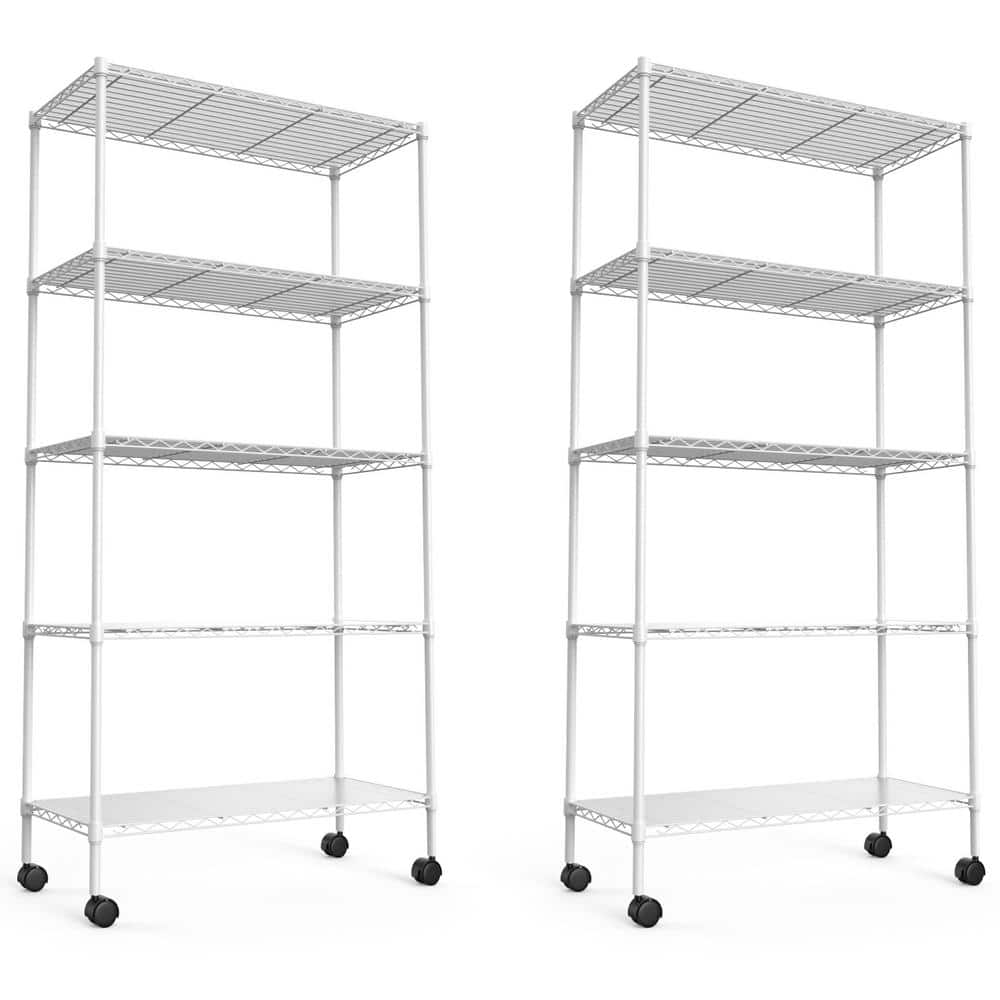 Tatayosi 30 in. W x 60 in. H x 14 in. D Heavy Duty 5 Tier Iron Shelving ...