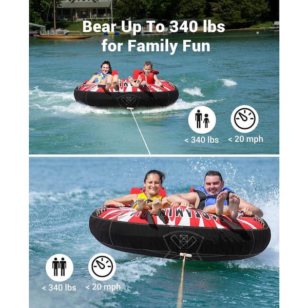 SenQWFa 69 in. Red Towable Tubes for Boating 2 Person Water