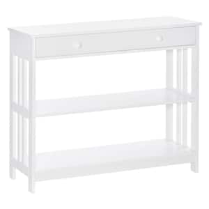 Modern 39.25 in. White Rectangle Wood Console Table with Shelves