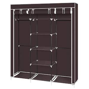 68.9 in. H x 59 in. W x 17.7 in. D Dark Brown Portable Closet with Five layers