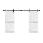 60 in. x 84 in. Mid-Bar Pre-Assembled White Stained Wood Interior Double Sliding Barn Door with Hardware Kit