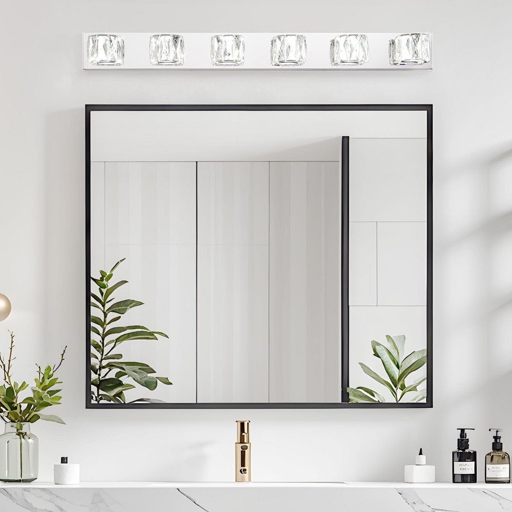41 in. 6-Light Modern Crystal Silver LED Vanity Light Bar Wall Sconce price history on PriceWatchPro