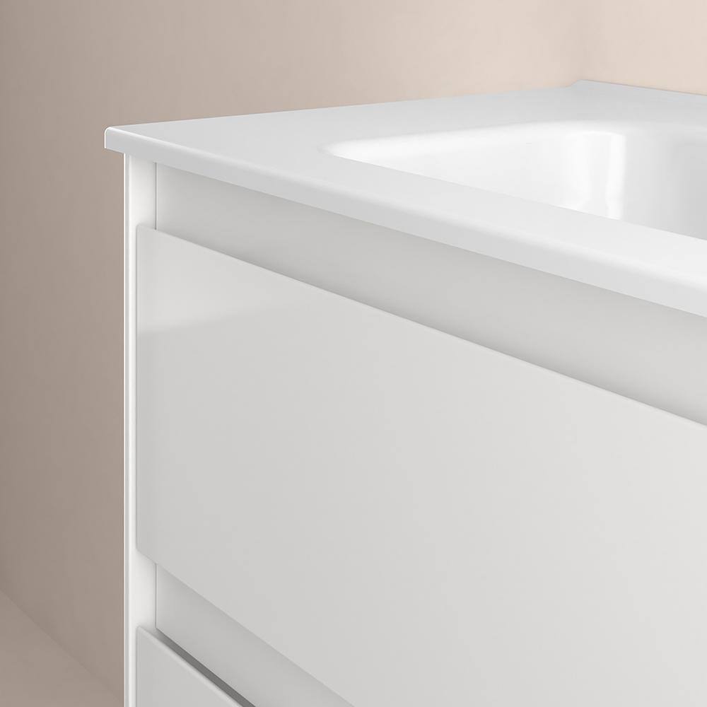 Minimalist Gloss White 32" Ceramic and Engineered Wood Vanity Set