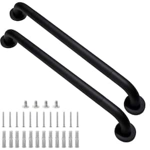 24 in. x 2.3 in. Concealed Screw with Anti-Slip Grab Bars for Handicap and Senior in Black 2-Pack