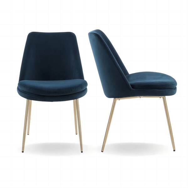 Homy Casa Stocker Blue Upholstered Dining Chair (Set of 2)