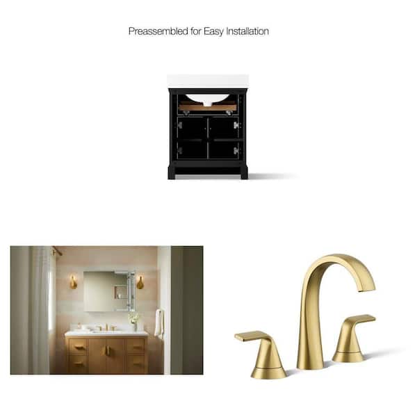 Charlemont 31 in. Vanity with Quartz Top, Embark 25 in. x 26 in. Medicine Cabinet and Cursiva 8 in. Faucet Combo