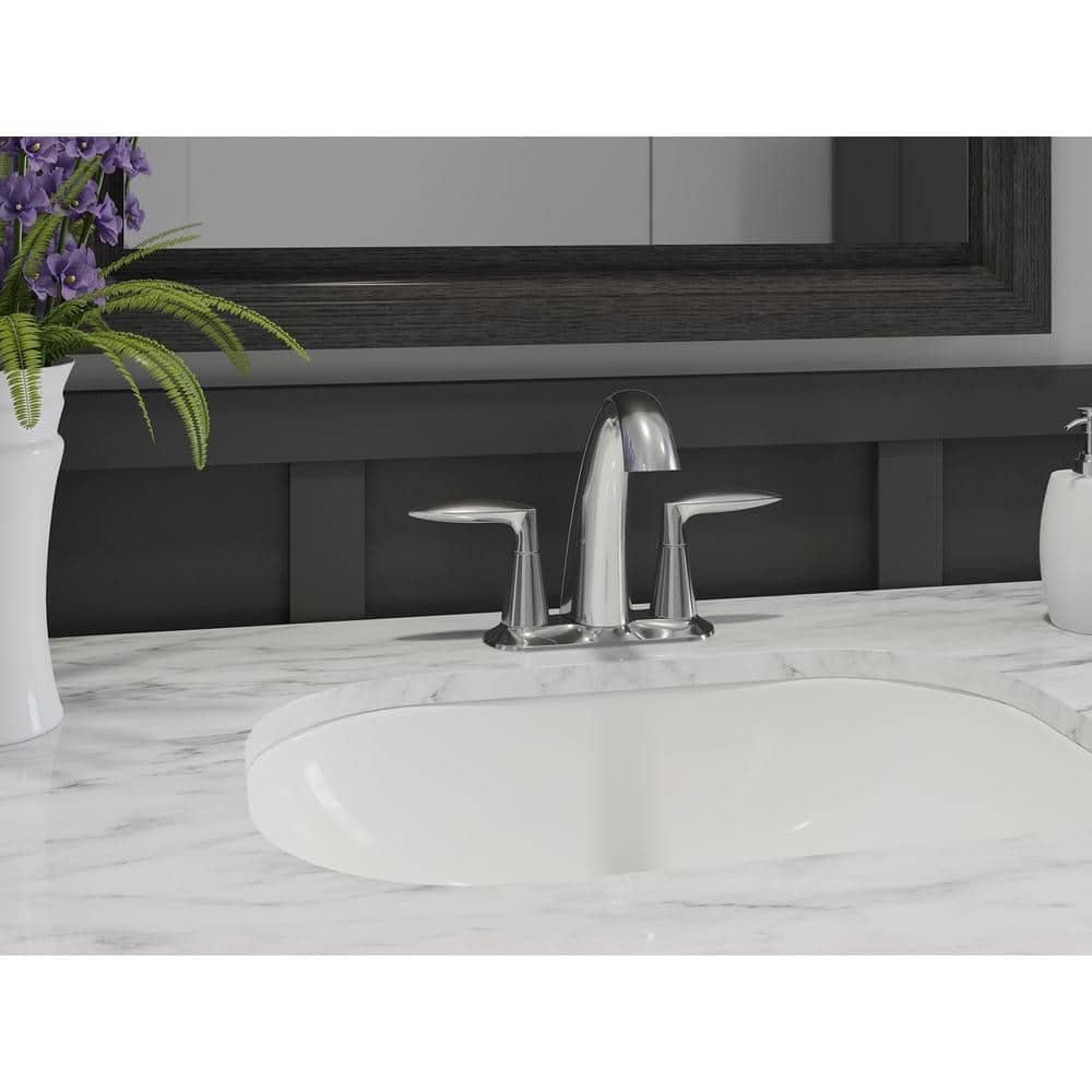 Alteo High Arc 4" Centerset Polished Chrome Double Handle Bathroom Faucet