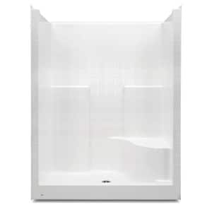 Everyday 60 in. x 36 in. x 79 in. 1-Piece Shower Stall with Right Seat and Center Drain in White