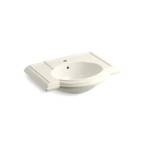 KOHLER Devonshire 4-7/8 in. Vitreous China Pedestal Sink Basin in Biscuit with Overflow Drain