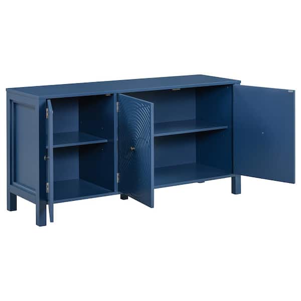COWLOWN 56.1 in. W x 17 in. D x 29.2 in. H Bathroom Navy Blue Linen Cabinet