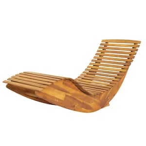 1-Piece Acacia Wood Outdoor Chaise Lounge Patio Lounge Chair with Slatted Design