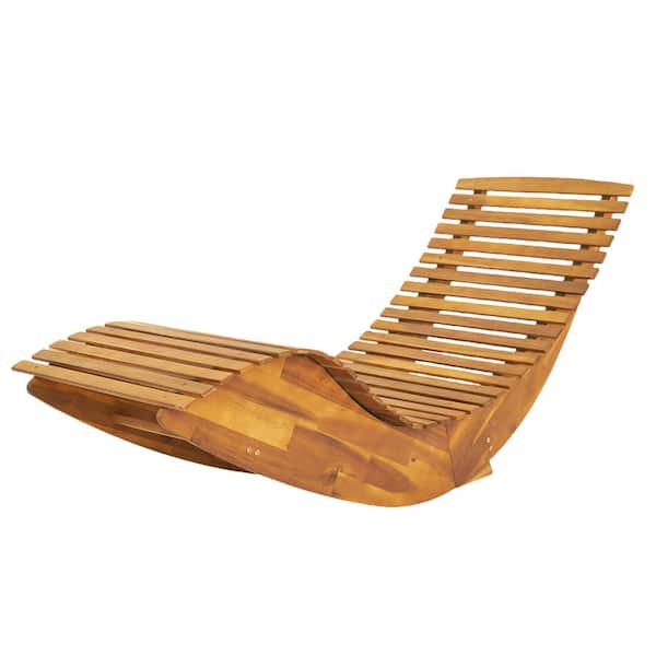 Winado 1-Piece Acacia Wood Outdoor Chaise Lounge Patio Lounge Chair with Slatted Design